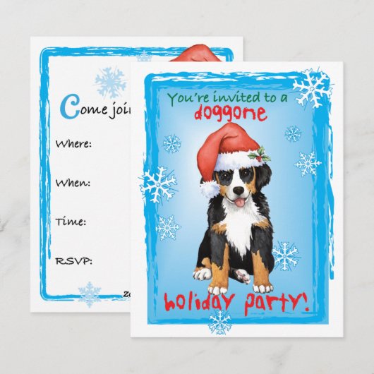 Uitnodiging voor Kerstmis Bernese Mountain Dog (Voorkant / Achterkant)