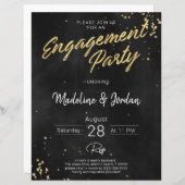 Uitnodiging voor kerstmis-Black & Gold Engagement  (Voorkant / Achterkant)