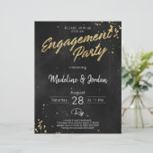 Uitnodiging voor kerstmis-Black & Gold Engagement  (Staand voorkant)