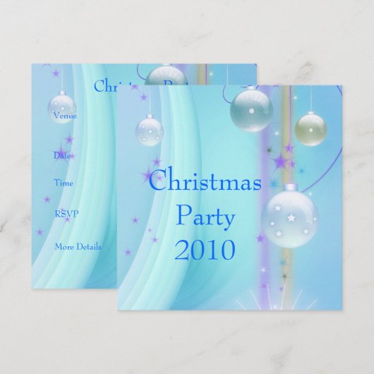 Uitnodiging voor Kerstmis Blauw & Zilver (Voorkant / Achterkant)