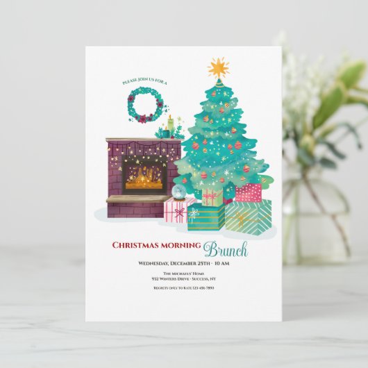 Uitnodiging voor kerstmis Brunch (Staand voorkant)