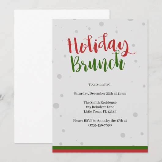 Uitnodiging voor kerstmis Brunch (Voorkant / Achterkant)