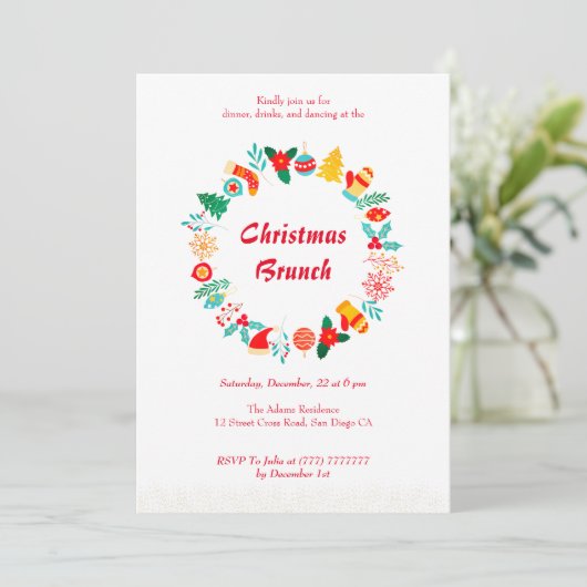 Uitnodiging voor kerstmis Brunch (Staand voorkant)