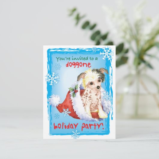 Uitnodiging voor kerstmis Chinese Crested (Staand voorkant)