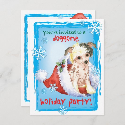 Uitnodiging voor kerstmis Chinese Crested (Voorkant / Achterkant)