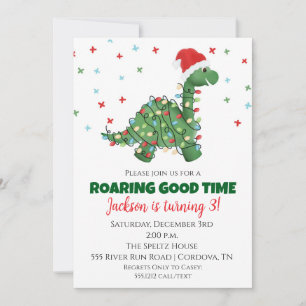 Uitnodiging voor kerstmis Dinosaur Birthday