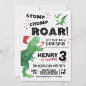 Uitnodiging voor kerstmis Dinosaur Birthday (Voorkant)
