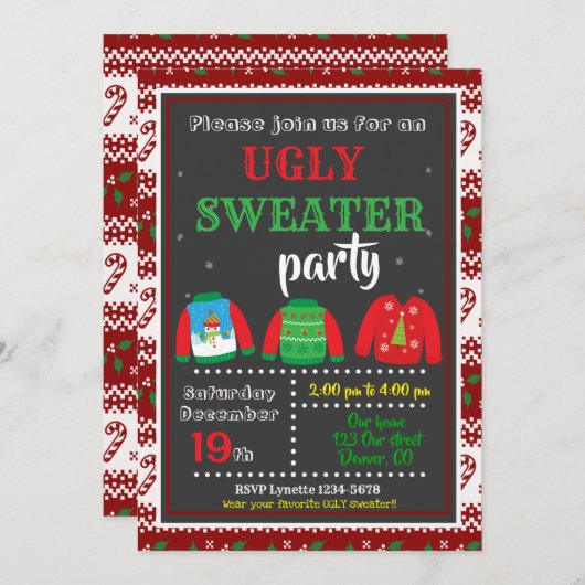 Uitnodiging voor Kerstmis door een Ugly sweater pa (Voorkant / Achterkant)