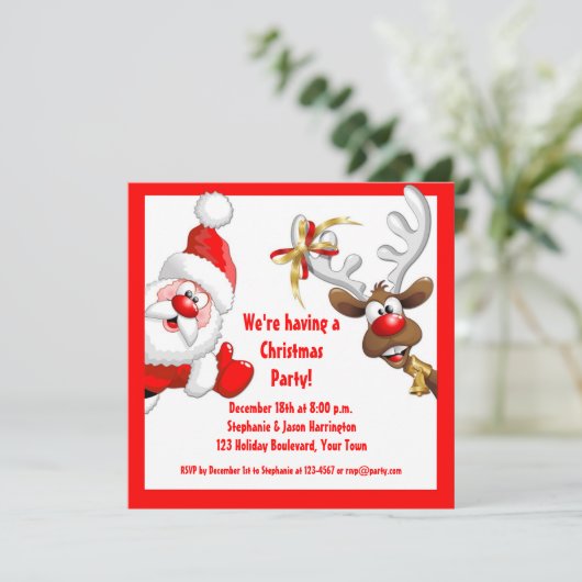 Uitnodiging voor kerstmis en rendieren (Staand voorkant)