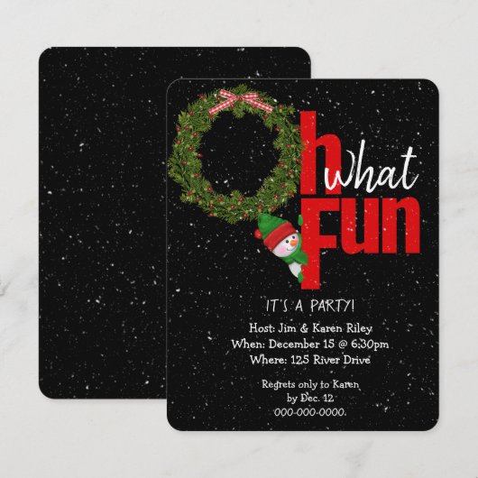 Uitnodiging voor kerstmis en sneeuwpopening (Voorkant / Achterkant)