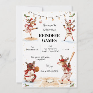 Uitnodiging voor Kerstmis Familie Reindeer Games