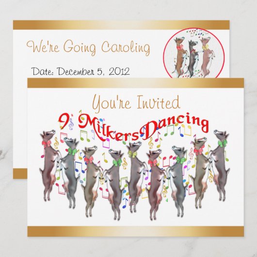 Uitnodiging voor kerstmis Goats Caroling (Voorkant / Achterkant)