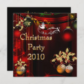 Uitnodiging voor Kerstmis Gold Xmas Red Green (Voorkant / Achterkant)