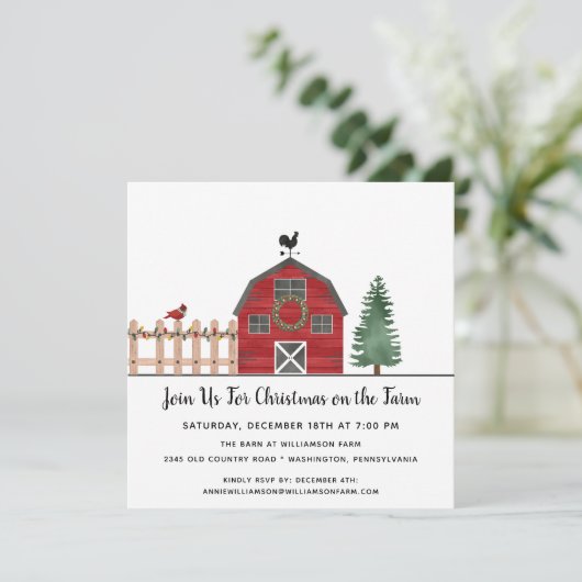 Uitnodiging voor Kerstmis in Barn Boerderij  (Staand voorkant)