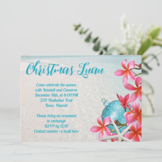 Uitnodiging voor Kerstmis in Hawaiian (Staand voorkant)