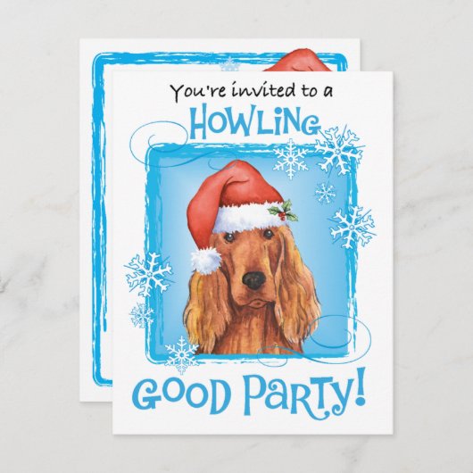 Uitnodiging voor kerstmis Irish Setter (Voorkant / Achterkant)