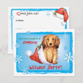 Uitnodiging voor kerstmis Longhaire Dachshund (Voorkant / Achterkant)