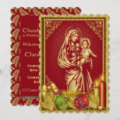 Uitnodiging voor kerstmis-massatiekerk aanpasbaar (Voorkant / Achterkant)