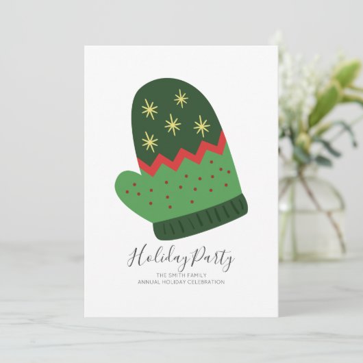 Uitnodiging voor kerstmis-mittenfeest (Staand voorkant)