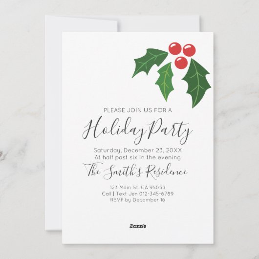 Uitnodiging voor kerstmis-mittenfeest (Achterkant)