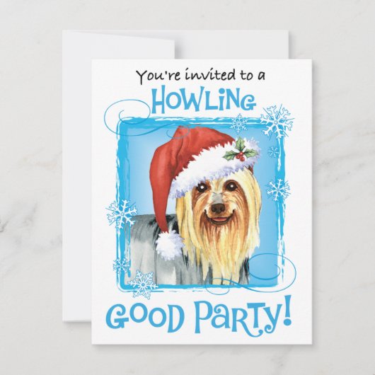 Uitnodiging voor Kerstmis Silky Terrier (Voorkant)