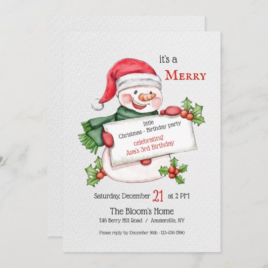 Uitnodiging voor Kerstmis Snowman (Voorkant / Achterkant)