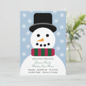 Uitnodiging voor kerstmis Snowman Open House (Staand voorkant)