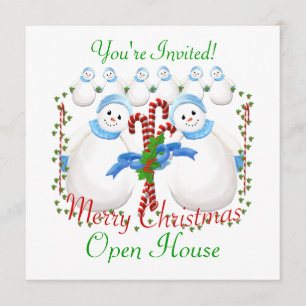 Uitnodiging voor kerstmis Snowmen Open House