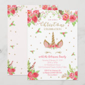 Uitnodiging voor kerstmis Unicorn (Voorkant / Achterkant)