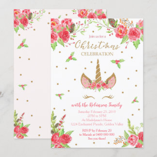 Uitnodiging voor kerstmis Unicorn