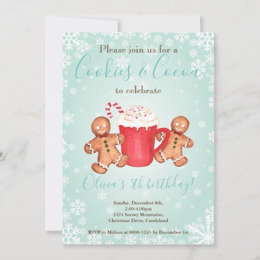 Uitnodiging voor Kerstmis verjaardagsfeest met koe (Voorkant)