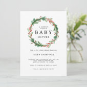 Uitnodiging voor kerstmis Wreated Baby shower (Staand voorkant)