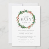 Uitnodiging voor kerstmis Wreated Baby shower (Voorkant)