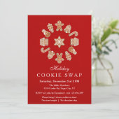 Uitnodiging voor kerstmis Wreath Cookie Swap (Staand voorkant)