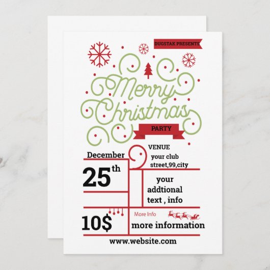  Uitnodiging voor kerstmuziek personaliseren  (Voorkant / Achterkant)