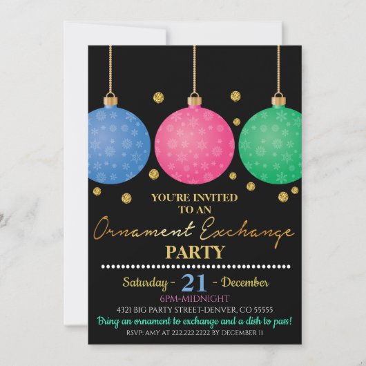 Uitnodiging voor kerstornament Exchange Party (Voorkant)