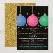 Uitnodiging voor kerstornament Exchange Party (Voorkant / Achterkant)