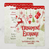 Uitnodiging voor kerstornament Exchange Party (Voorkant / Achterkant)