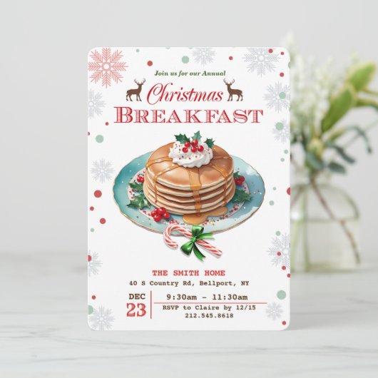 Uitnodiging voor kerstpannenkoeken (Staand voorkant)