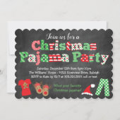 Uitnodiging voor kerstpyjama-feest - schoolbord (Voorkant)