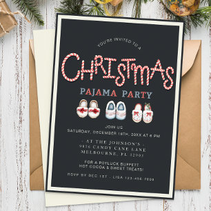 Uitnodiging voor kerstpyjama-feest Slippers