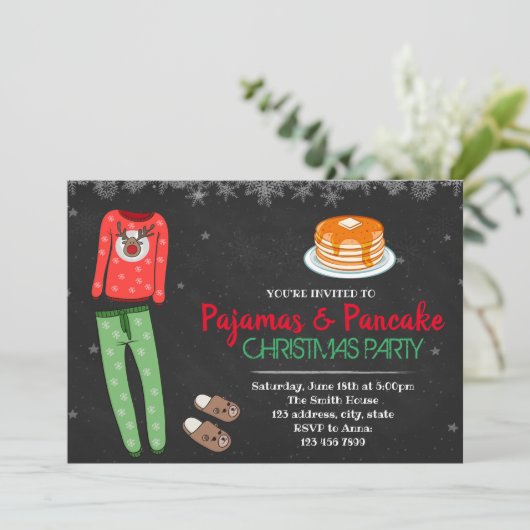 Uitnodiging voor kerstpyjama's (Staand voorkant)