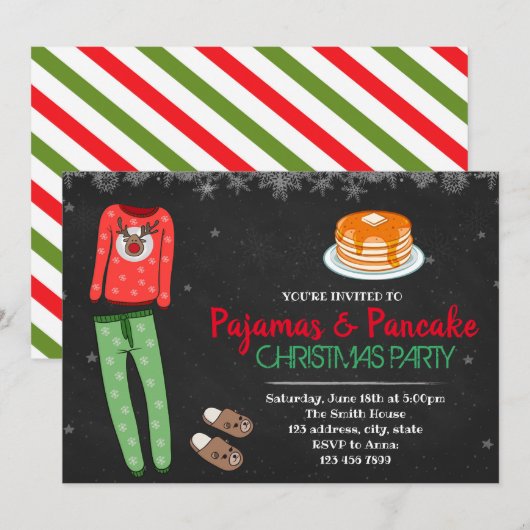 Uitnodiging voor kerstpyjama's (Voorkant / Achterkant)