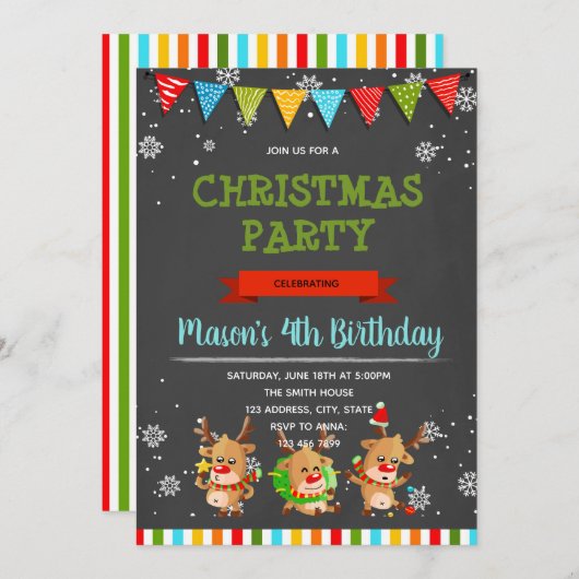 Uitnodiging voor kerstrendieren (Voorkant / Achterkant)
