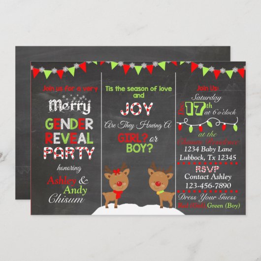 Uitnodiging voor kerstrendieren (Voorkant / Achterkant)