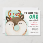 Uitnodiging voor kerstrendierfeest Donut Birthday (Voorkant)