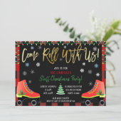 Uitnodiging voor kerstrolschaatsen (Staand voorkant)