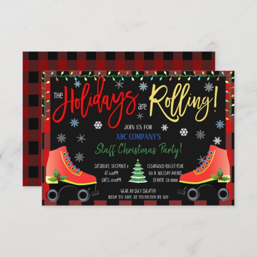 Uitnodiging voor kerstrolschaatsen (Voorkant / Achterkant)