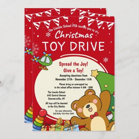 Uitnodiging voor kerstSpeelgoed (Voorkant / Achterkant)