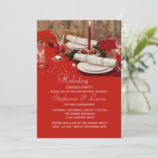 Uitnodiging voor Kersttafel Dinner Party (Staand voorkant)